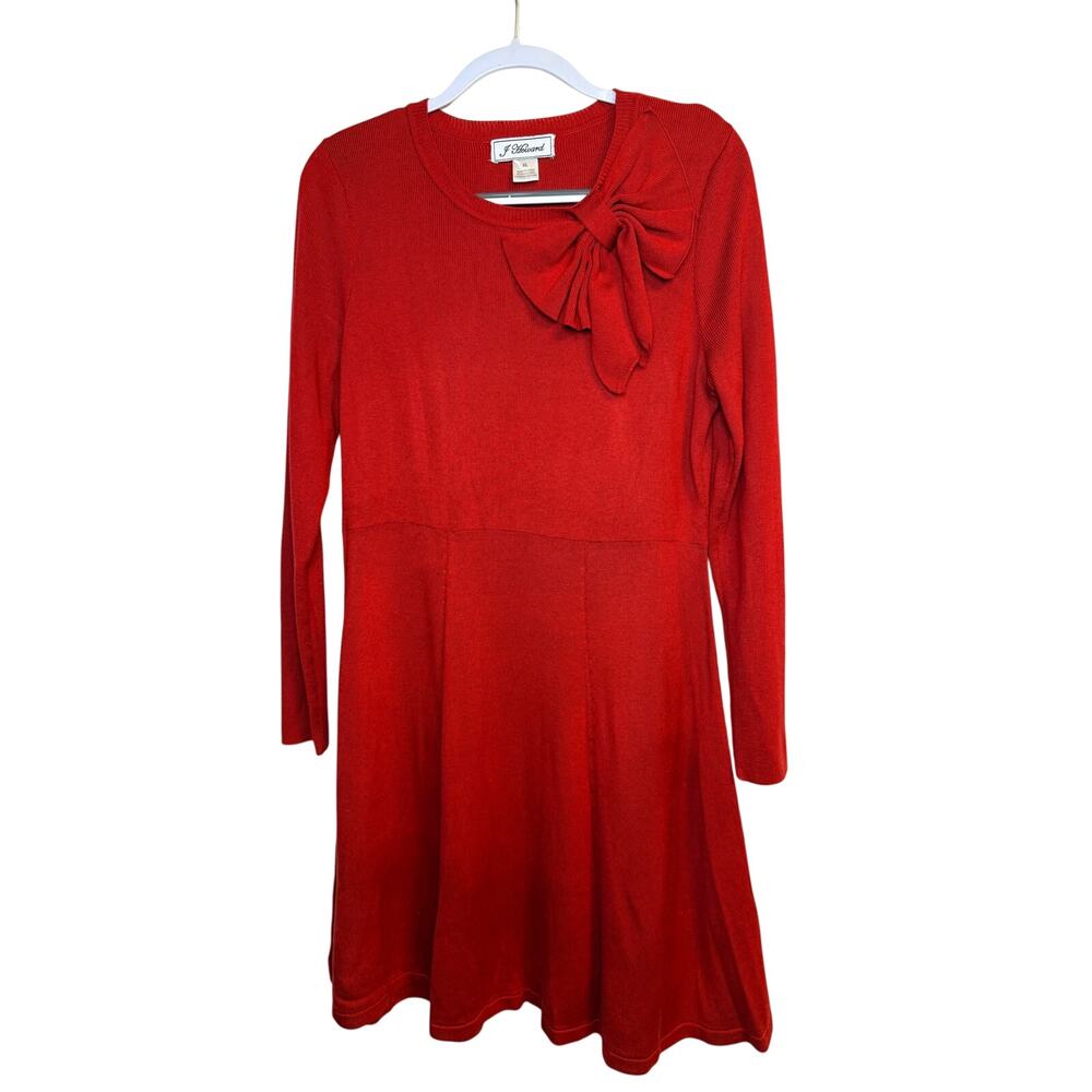 J Howard Red Sweater Dress XL Bow Detail